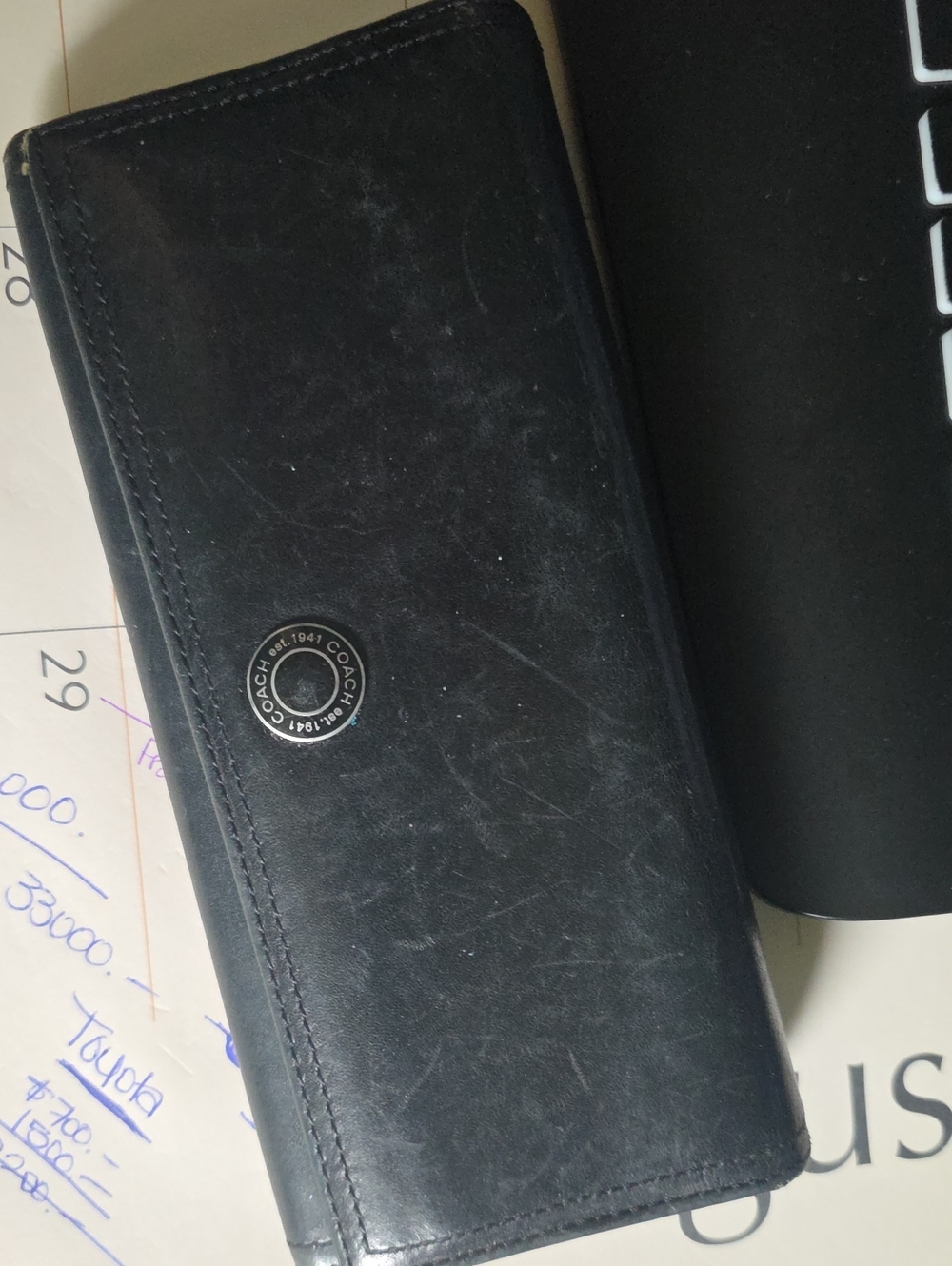 Coach Black Leather Long Wallet - Classic Men's Accessory